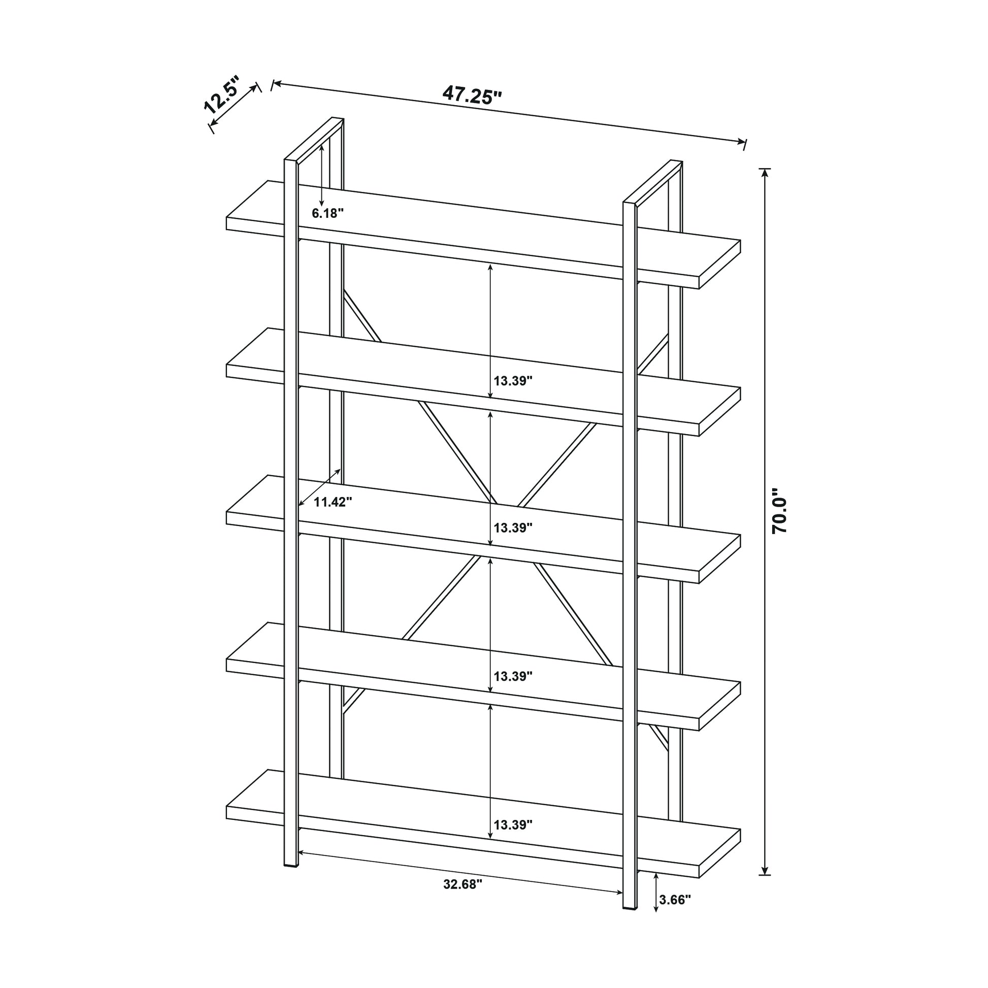 Grey Driftwood And Gunmetal 5 Tier Bookcase 5 Grey Gray Standard Vertical Office Open Back Wood Farmhouse,Rustic Wood