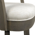 Williams 31In Swivel Bar Stool With Armrests, Natural White Linen White Foam Linen