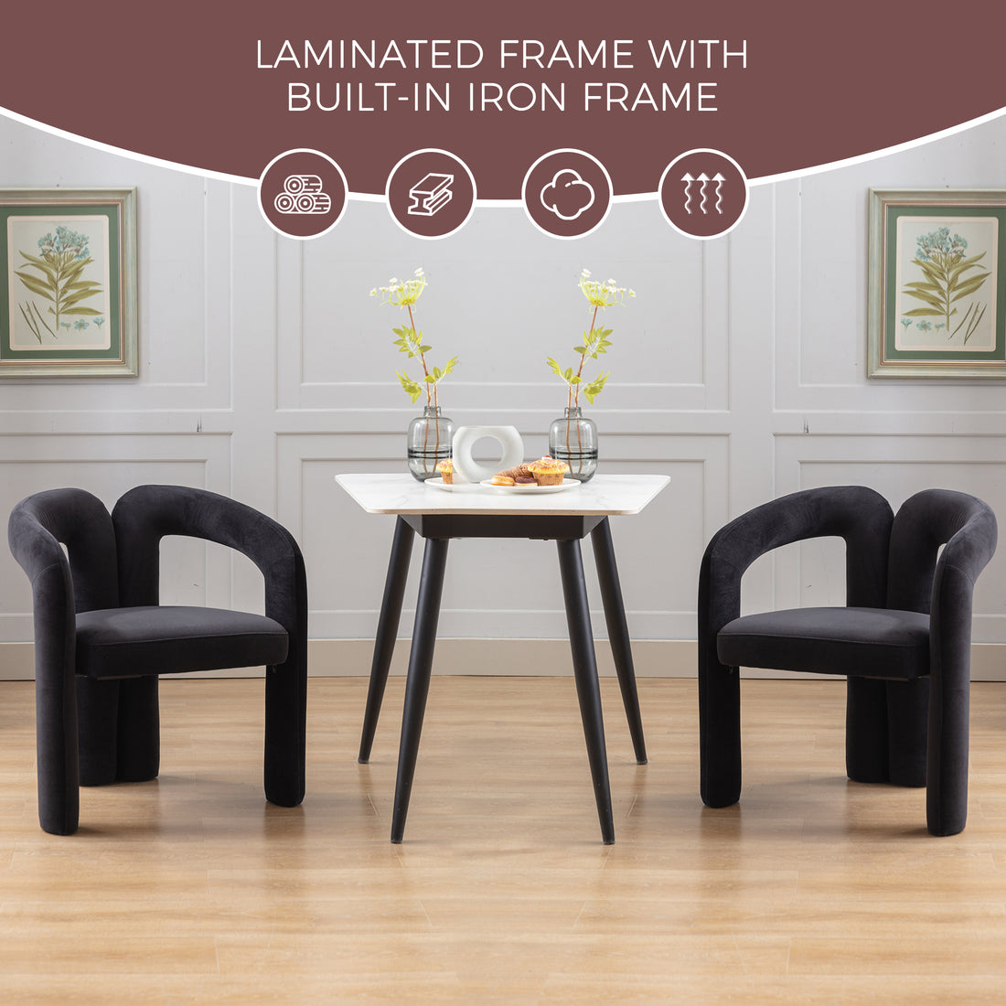 Coolmore Contemporary Designed Velvet Fabric Upholstered Accent Dining Chair Barrel Side Chairs Kitchen Armchair For Living Room Set Of 2 Black Velvet Black Foam Velvet