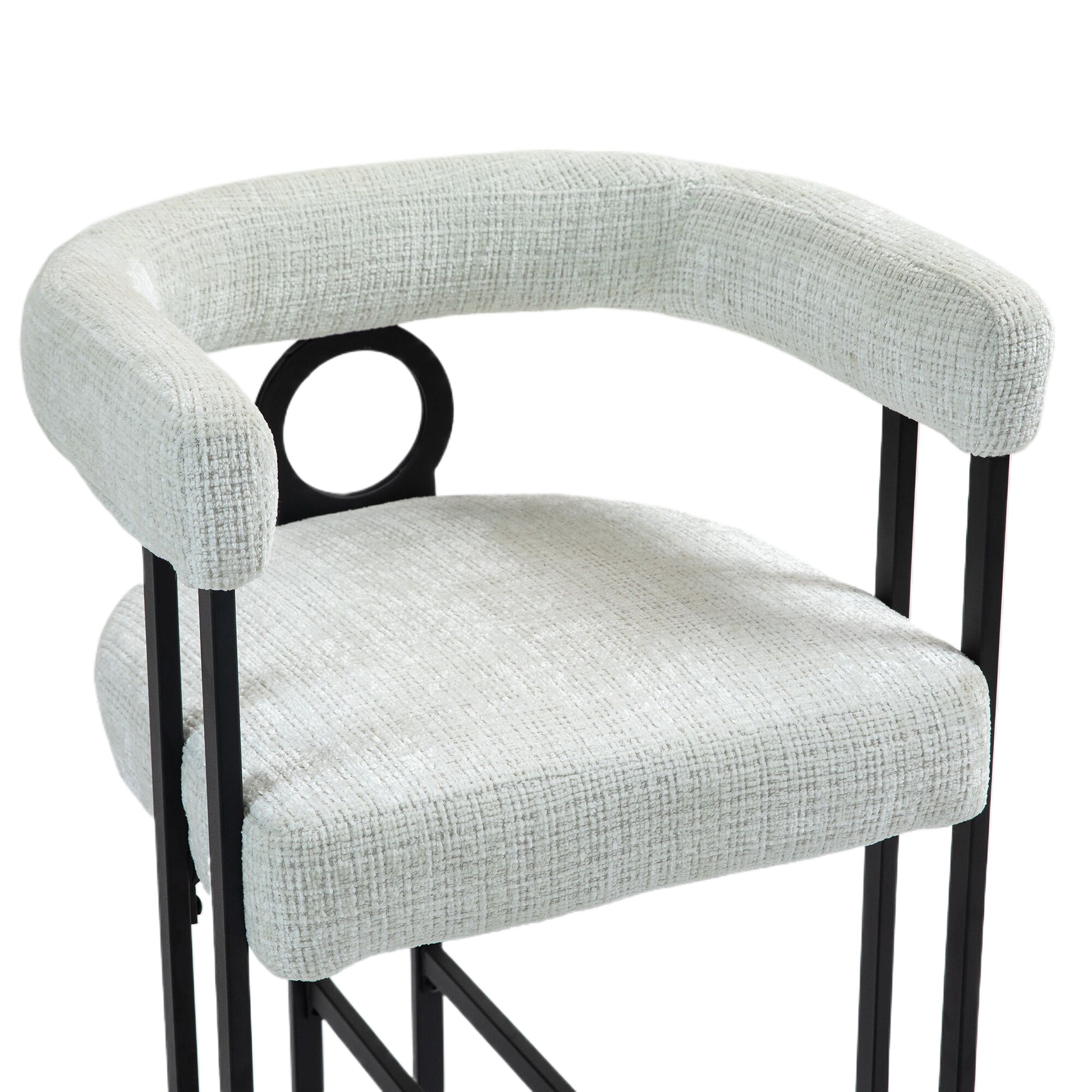 Coolmore Bar Stools Set Of 2, Modern Bar Stool With Back, Black Metal Frames, Upholstered Bar Stools For Kitchen Island, Pub, Club Beige Chenille Beige Dining Room Foam Chenille
