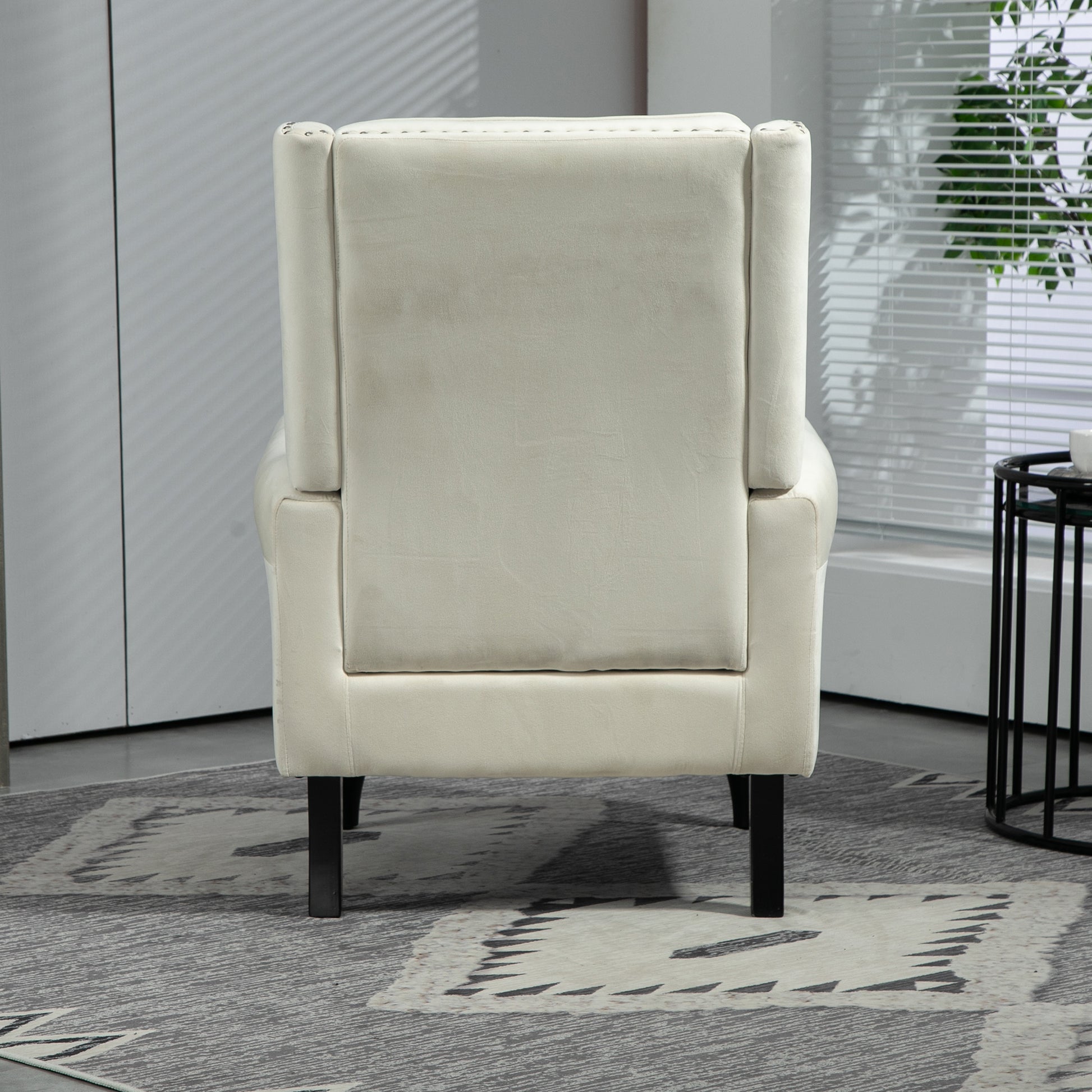 Coolmore Wood Frame Armchair, Modern Accent Chair Lounge Chair With Sturdy Wood Legs For Living Room Bedroom Beige Beige Primary Living Space Foam Velvet