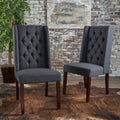 Dining Chair Charcoal Wood Fabric