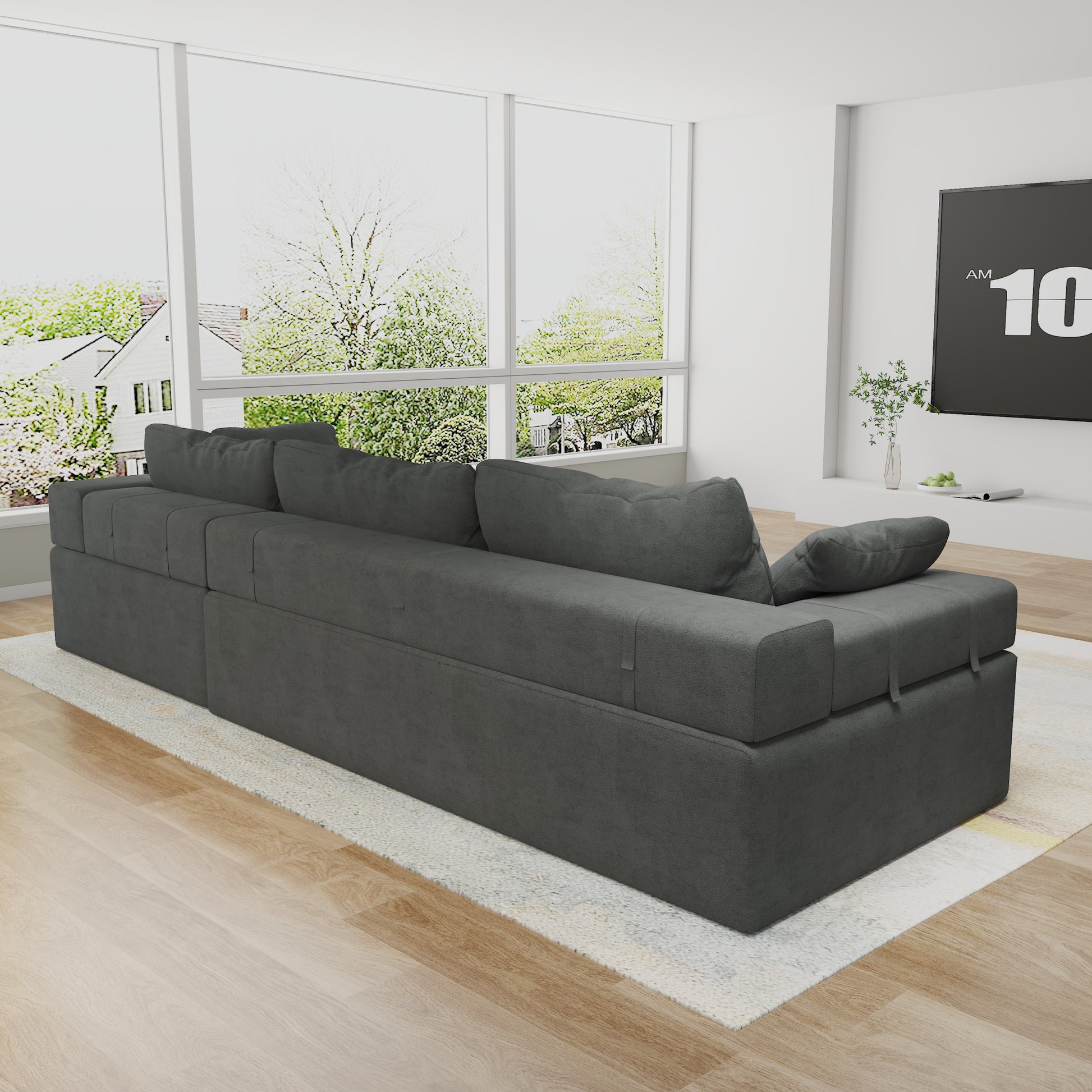 Modern Upholstered Sectional Sofa Couch Set,Modular 108" L Shaped Sectional Living Room Sofa Set With 6 Pillows,Free Combination Sofa Couch For Living Room,Bedroom Grey Foam Chenille 3 Seat