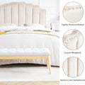 Mid Century Headboard For King Size Bed, Velvet Upholstered Tufted Bed Headboard With Decor, Adjustable Curved Solid Wood Head Board Vertical Channel Design Beige King Beige Bedroom Modern Rubberwood Bed Frame Velvet Rubber Wood