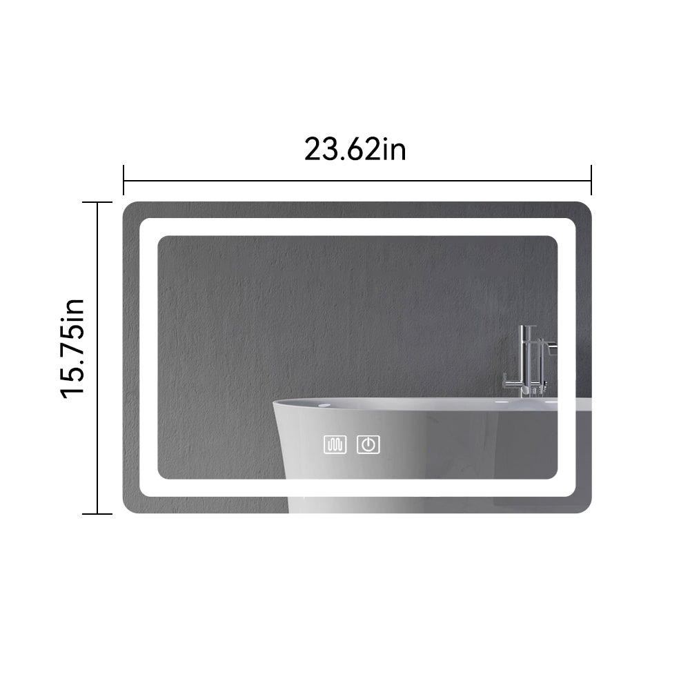 15 In. H Led Single Bathroom Vanity Mirror In Polished Crystal Bathroom Vanity Led Mirror For Bathroom Wall Smart Lighted Vanity Mirrors Transparent Glass