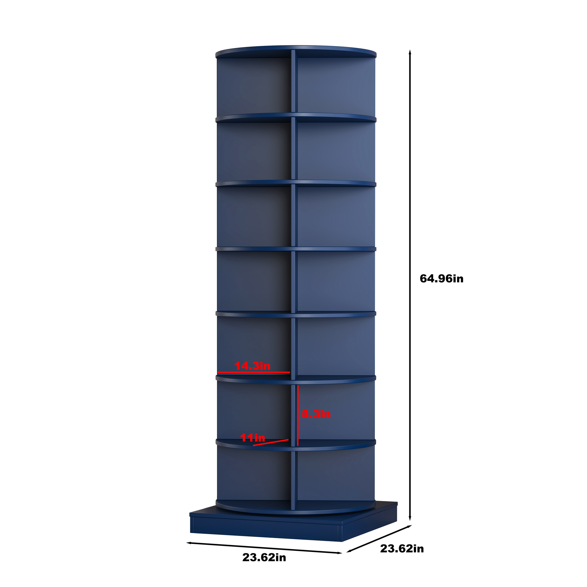 Blue 360 Rotating Shoe Cabinet 7 Layers Round 5 Or More Spaces Natural Navy Blue Adjustable Shelves Primary Living Space American Design,American Traditional Melamine