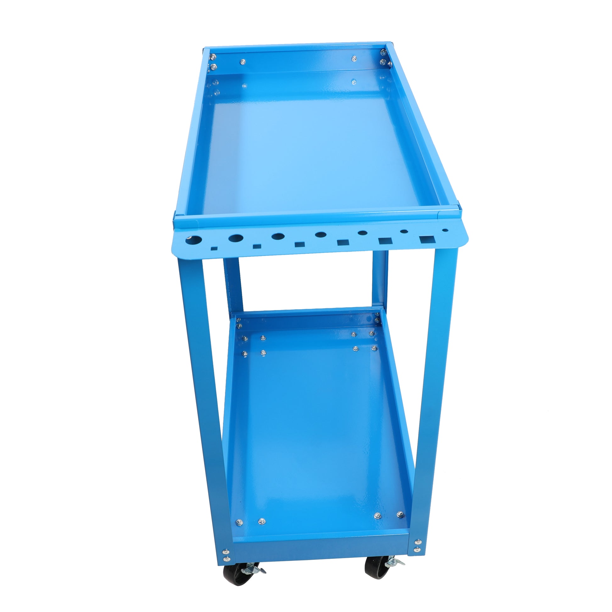 Tool Cart On Wheels, Heavy Duty Steel Utility Cart W Lockable Wheels, 400 Lbs Capacity Industrial Service Cart For Garage, Warehouse, Workshop Two Layer Bright Blue Blue Abs Steel Q235