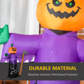 Outsunny 5' Inflatable Halloween Pumpkin Grim Reaper, Blow Up Outdoor Led Yard Display, Waterproof Purple Polyester