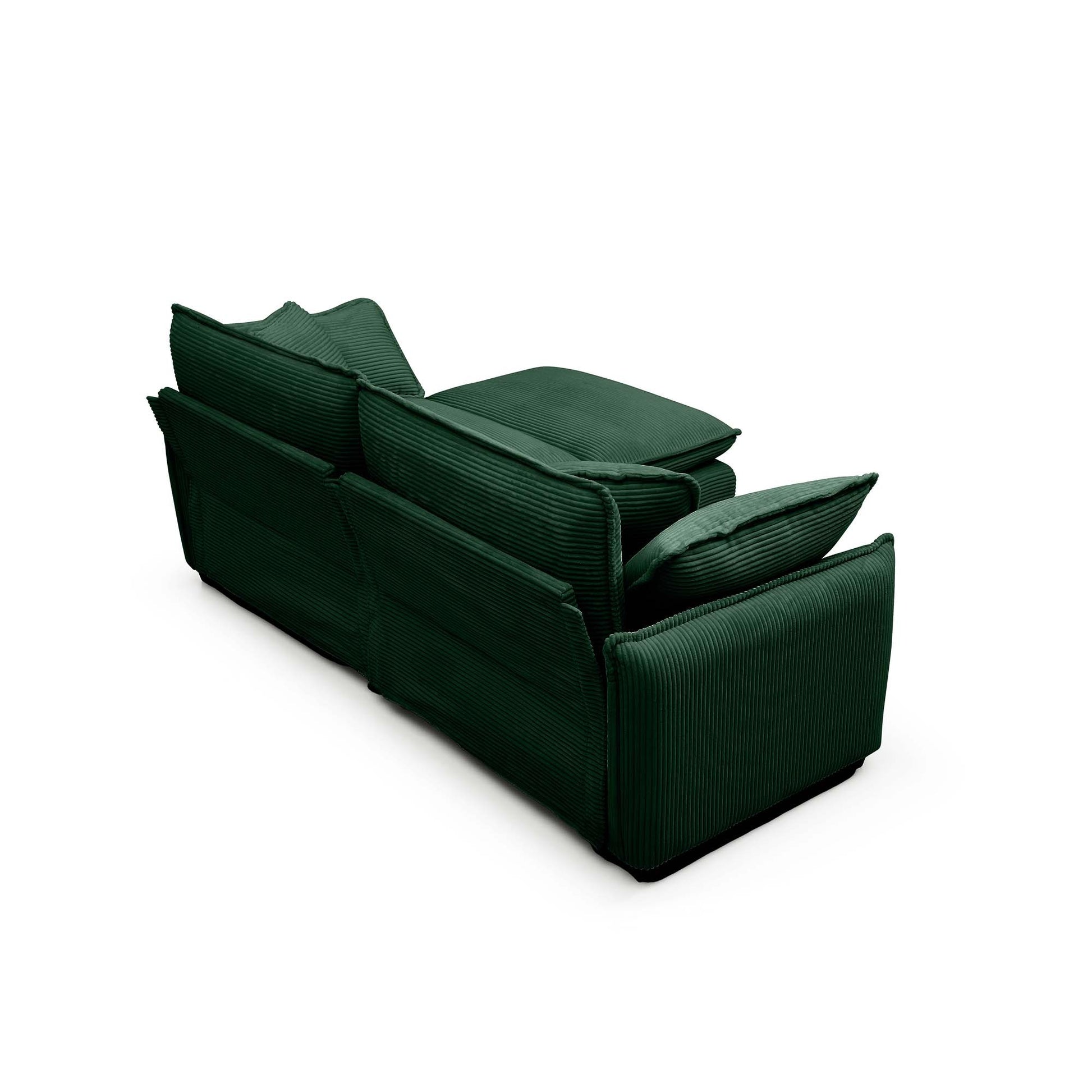 Two Seater Sofa With One Footrest, L Shaped 2 Seater Sofa With Ottoman For Small Living Spaces,Green Corduroy Green Corduroy 2 Seat