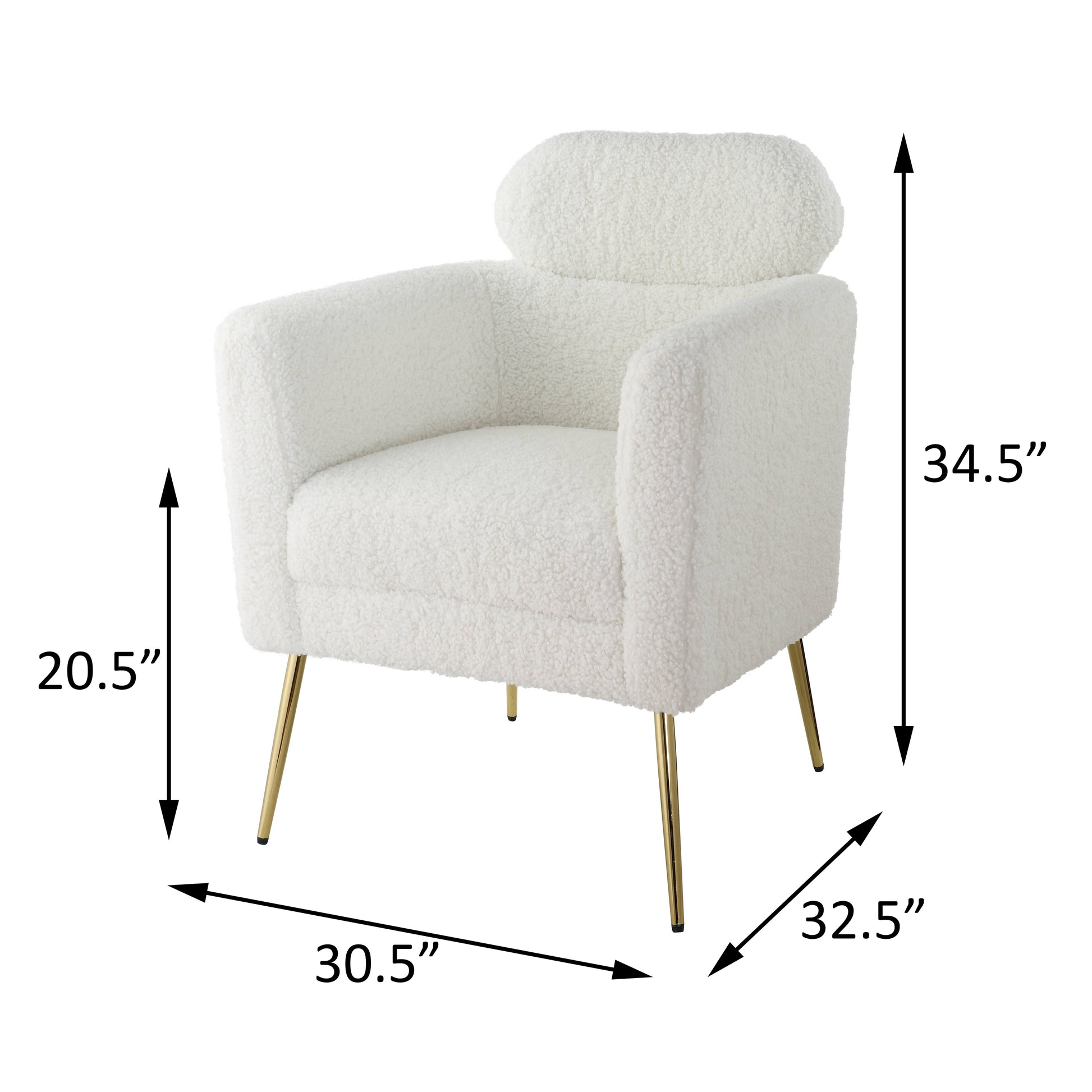 White And Gold Tight Back Accent Chair White Primary Living Space Modern Wood Fabric