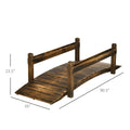 Outsunny 7.5' Wooden Garden Bridge With Planters, Stained Finish Arc Footbridge With Safety Railings For Backyard, Pond Stream, Stained Wood Brown Wood