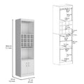 Pisek Bar Cabinet 5 Tier, Wine Cabinet, Liquor Cabinet, 12 Bottle Cubbies, 5 Shelves, White White Solid Wood Mdf Engineered Wood