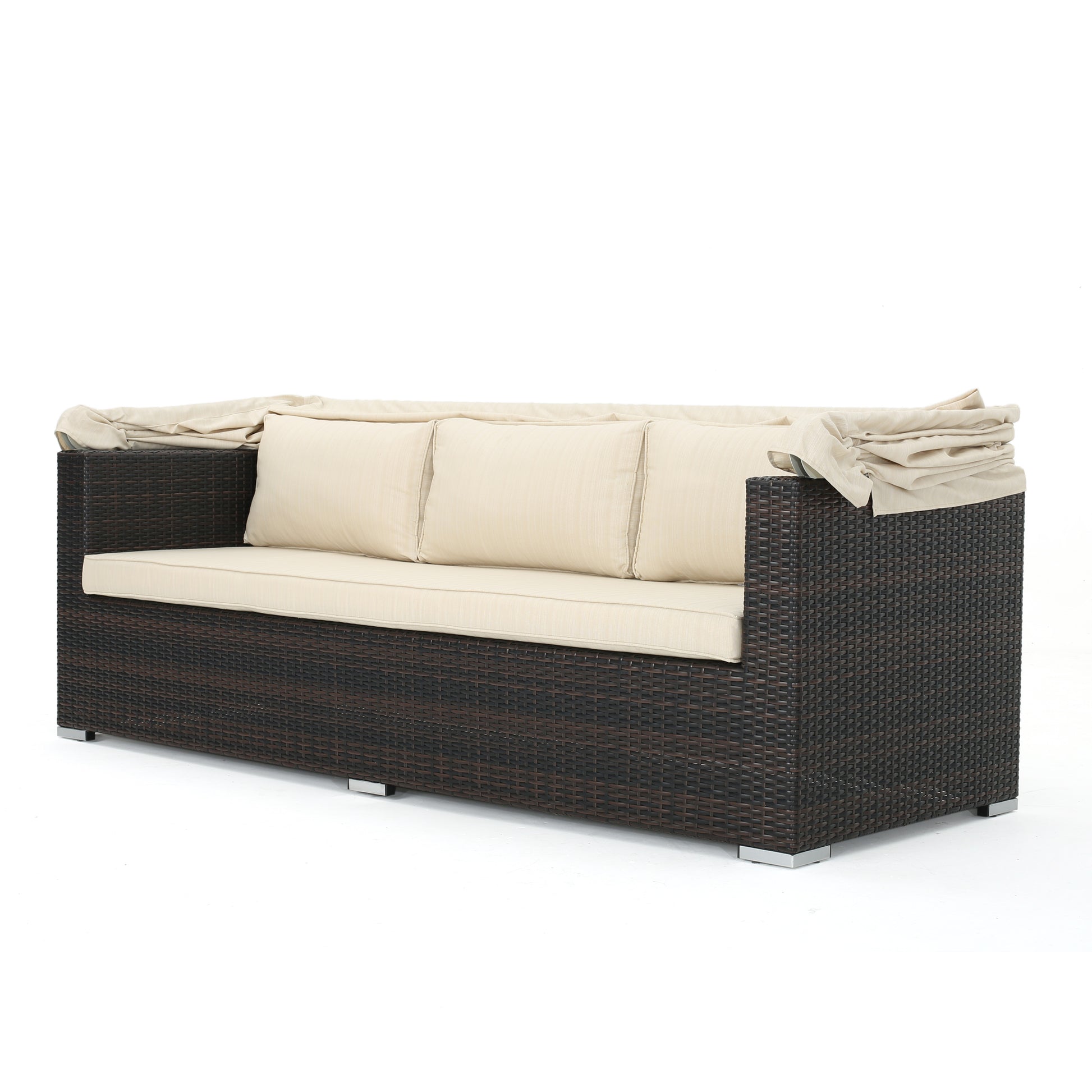 Glaros Sofa Set With Canopy Brown Beige Brown Pe Rattan Iron