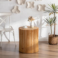 Retro Fashion Style Cylindrical Side Table With Vertical Texture Relief Design,Suitable For Living Room,Office,And Dining Room Same Sku:W757102860 Natural Mdf