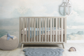 Prague Convertible Crib In Cotton Grey Natural Wood Wash Wood