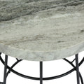 Side Table Black White Marble Metal