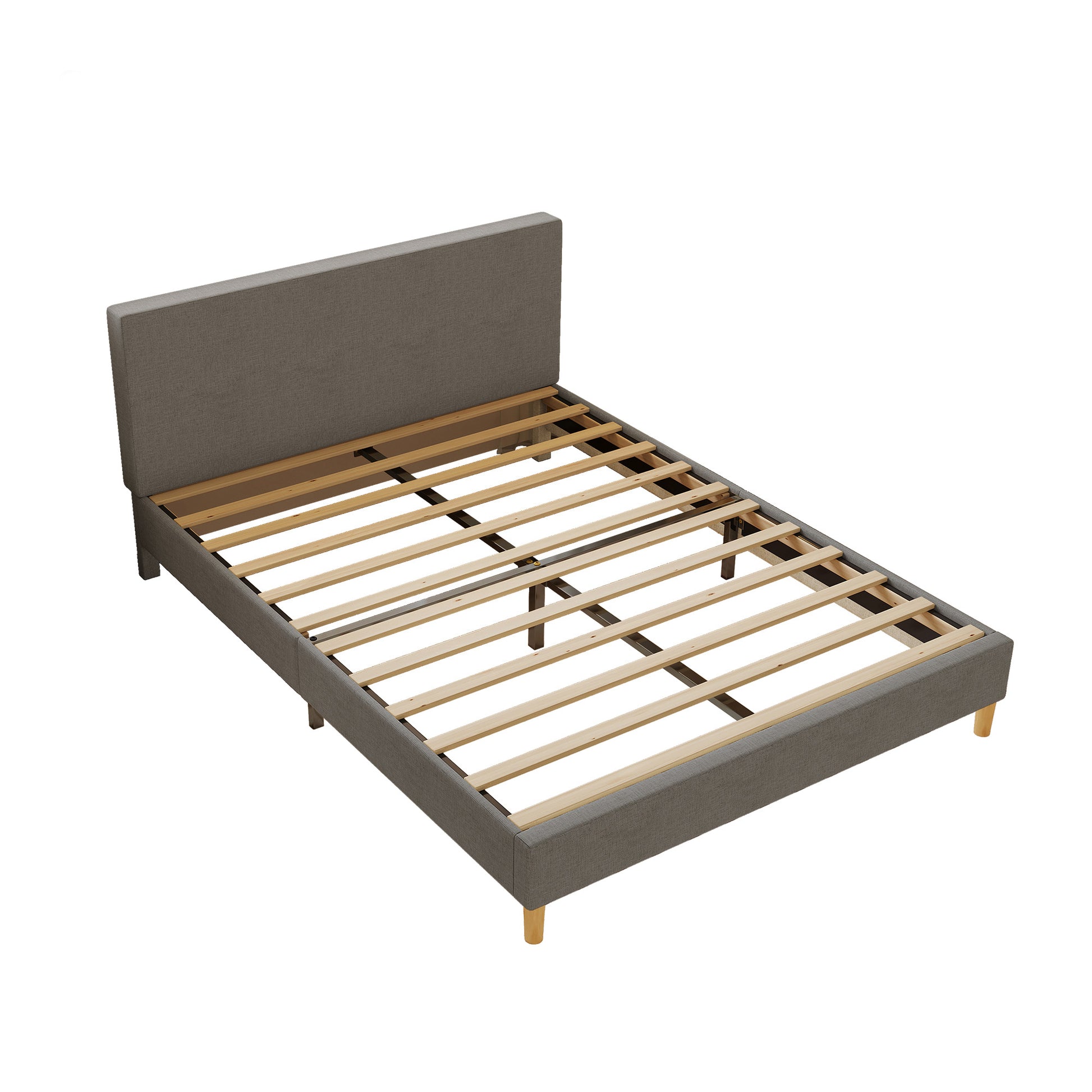 Queen Size Bed, Cotton Linen Fabric, Simple Style, Stable Structure, Easy To Install, Dark Gray Queen Dark Gray Mdf Acacia