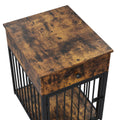 Dog Crate Furniture, Dog House, Decorative Dog Kennel With Drawer, Indoor Pet Crate End Table For Small Dog, Iron Tube Dog Cage, Chew Proof Brown Mdf