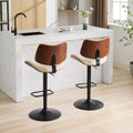 Walnut Bentwood Bar Stools Mid Century Modern Adjustable Counter Height Black Leather Upholstered 360 Swivel Bar Chairs For Kitchen Island Dining Room Cafe, 1 Chair 1Carton,Beige Beige American Design 1 Foam Pu Leather