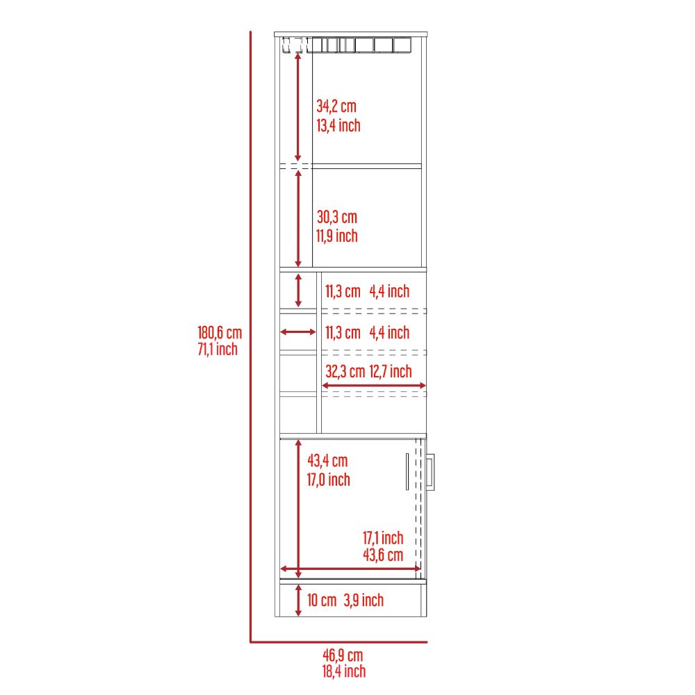 Syrah Corner Bar Cabinet, Eight Bottle Cubbies, Double Door, Two Open Shelves Smokey Oak Gray Primary Living Space Modern Particle Board Particle Board