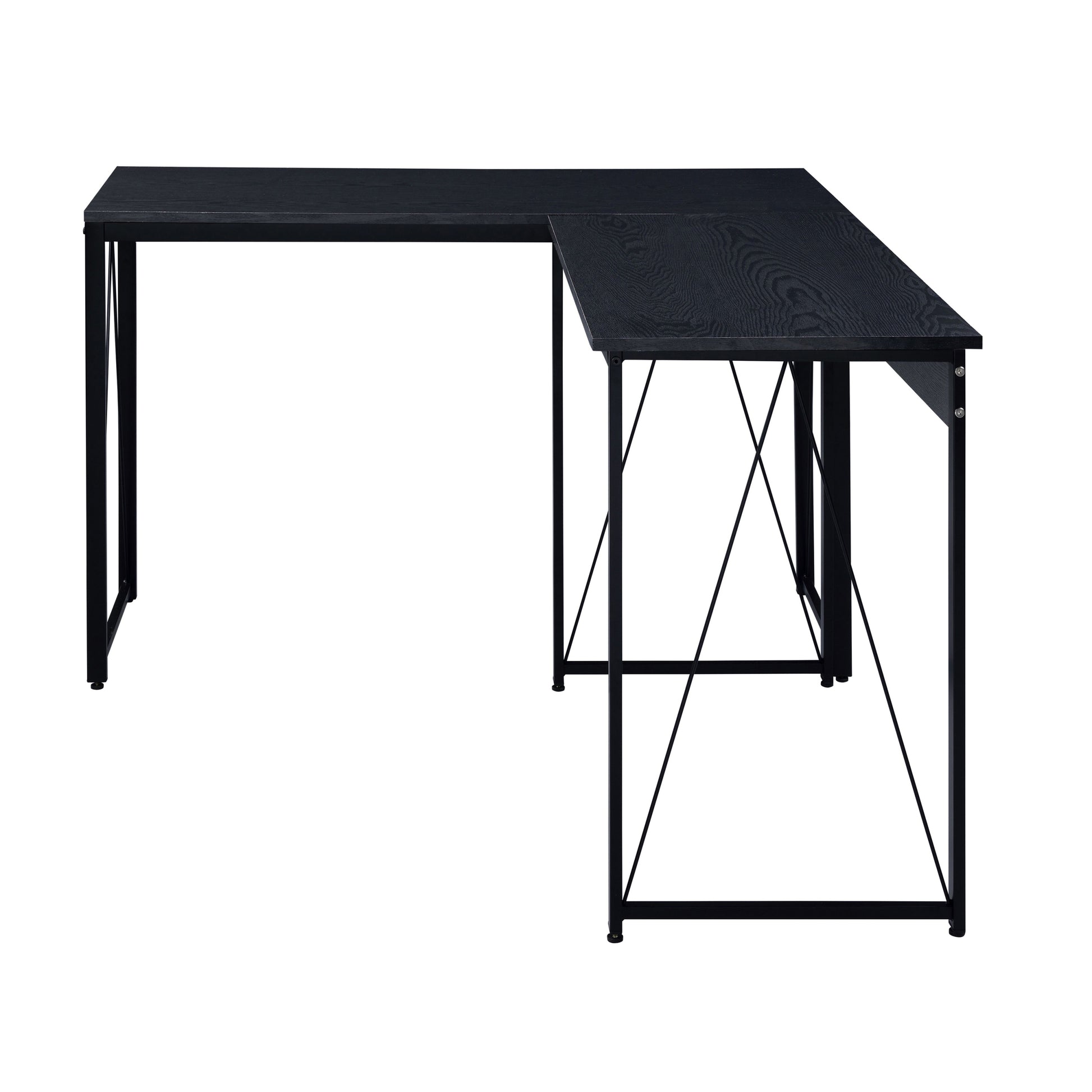 Black 47.5" Writing Desk With Metal Sled Base Black Writting Desk Office Industrial,Rustic Rectangular Wood Metal Sled