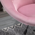 Homcom Modern Makeup Vanity Chair Round Tufted Swivel Accent Chair With Chrome Frame Height Adjustable For Living Room, Bedroom Pink Pink Steel