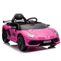 12V Kids Ride On Car W Parents Remote Control,Licensed Lamborghini Aventador Xago,Hydraulic Pressure Door,Slow Start,Early Education,Bluetooth,Adjustable Volume,Mp3,Usb,Led Lights For Kids Aged 2 4. Pink 50 99 Lbs Polypropylene