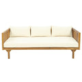 Claremont 3 Seater Daybed Beige Teak Wood Waterproof Fabric