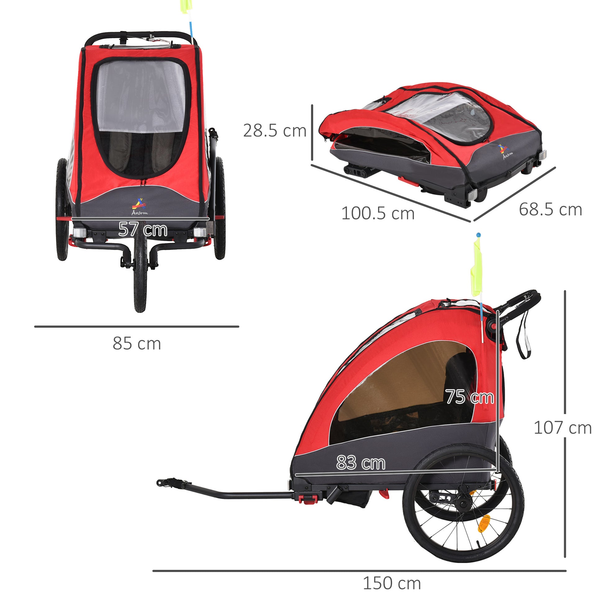 aosom fahrradanhänger Aosom Bike Trailer For Kids 3 In1 Foldable Child Jogger Stroller Baby