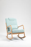 Rocking Chair Upholstered Fabric Rocking Armchair Indoor With High Backrest Glider Chairs And Lumbar Pillow For Living Room Light Green Linen