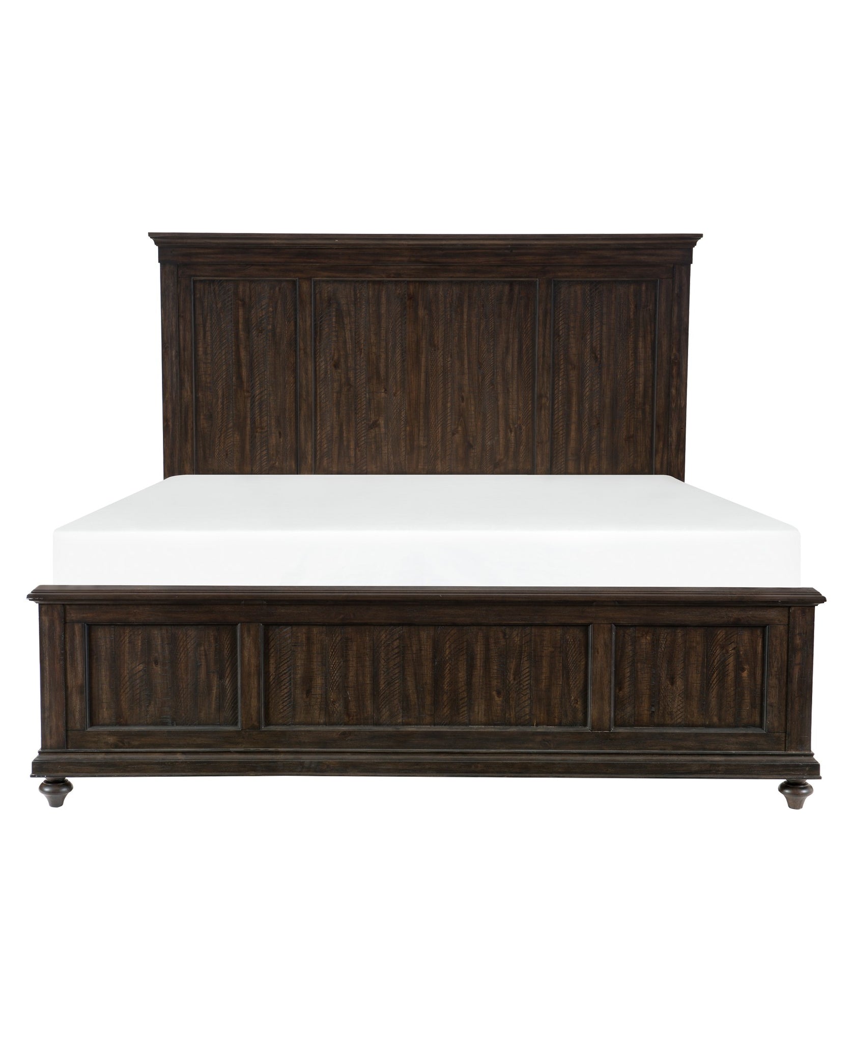 Solid Transitional Style Bedroom 1Pc Queen Bed Traditional Framing Driftwood Charcoal Finish Wooden Furniture Box Spring Required Queen Brown Mix Wood Bedroom Transitional Wood