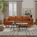 Modern Leather Sofa Caramel Leather 3 Seat