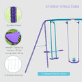 Outsunny Metal Swing Set With Glider, Two Swing Seats And Adjustable Height, Outdoor Heavy Duty A Frame Suitable For Playground, Backyard, Purple Purple Metal