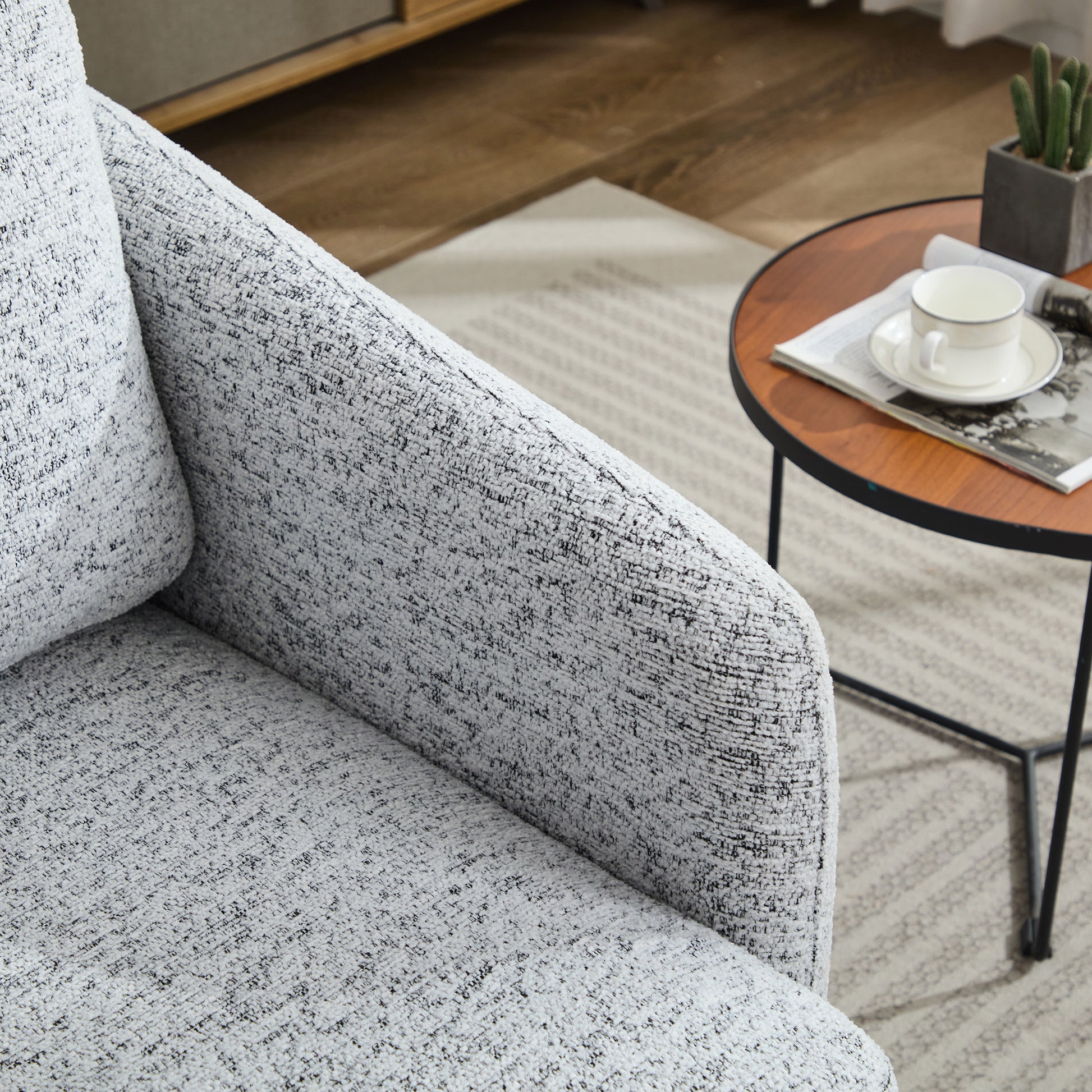 31.5"W Swivel Accent Chair And Comfy Round Accent Single Sofa Chair, 360 Degree Club Chair, Lounge Armchair For Living Room,Bedroom.Nursery.White Black Chenille White Black Chenille