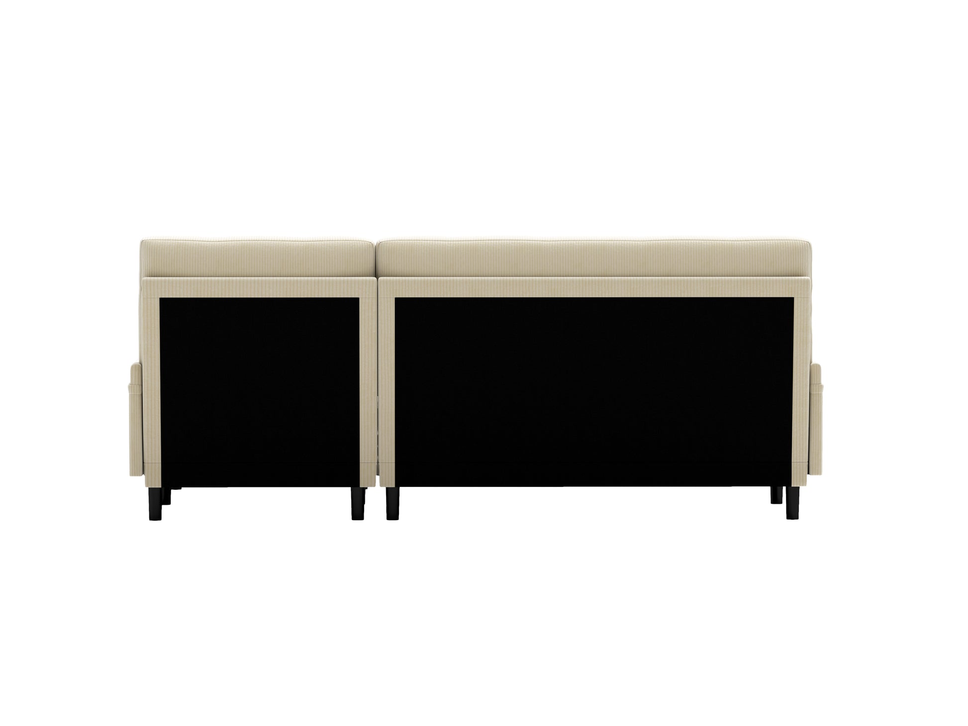 Ivory Corduroy Sectional Sofa: Convertible 3 Seater Sofa, L Shaped Sofa, And Bed Ivory Velvet Metal Primary Living Space Medium Soft Loose Back Pillow Top Arms Foam Fabric Metal 3 Seat