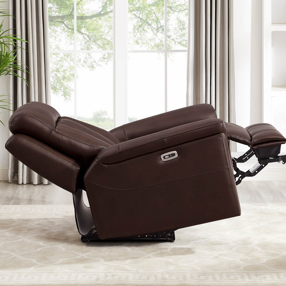 Rhapsody Power Zero Gravity Recliner Chestnut Memory Foam Genuine Leather