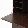 Desk Cabinet, With Storage Drawer & Shelves, Fold Up Desktop, Ideal For Home, Office, Dormitory, Small Spaces W31.49