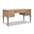 Dauphin Gold Accent 5 Drawer Wood Executive Desk, Natural Brown Wood Brown Solid Wood Mdf Solid Wood Mdf