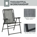 Outsunny Set Of 2 Patio Folding Chairs, Outdoor Bungee Sling Chairs W Armrests, Portable Lawn Chairs For Camping, Garden, Pool, Beach, Backyard, Gray Gray Steel