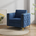Accent Chair For Living Room Upholstered Arm Chair With Metal Legs Navy Blue Velvet Navy Blue Foam Fabric