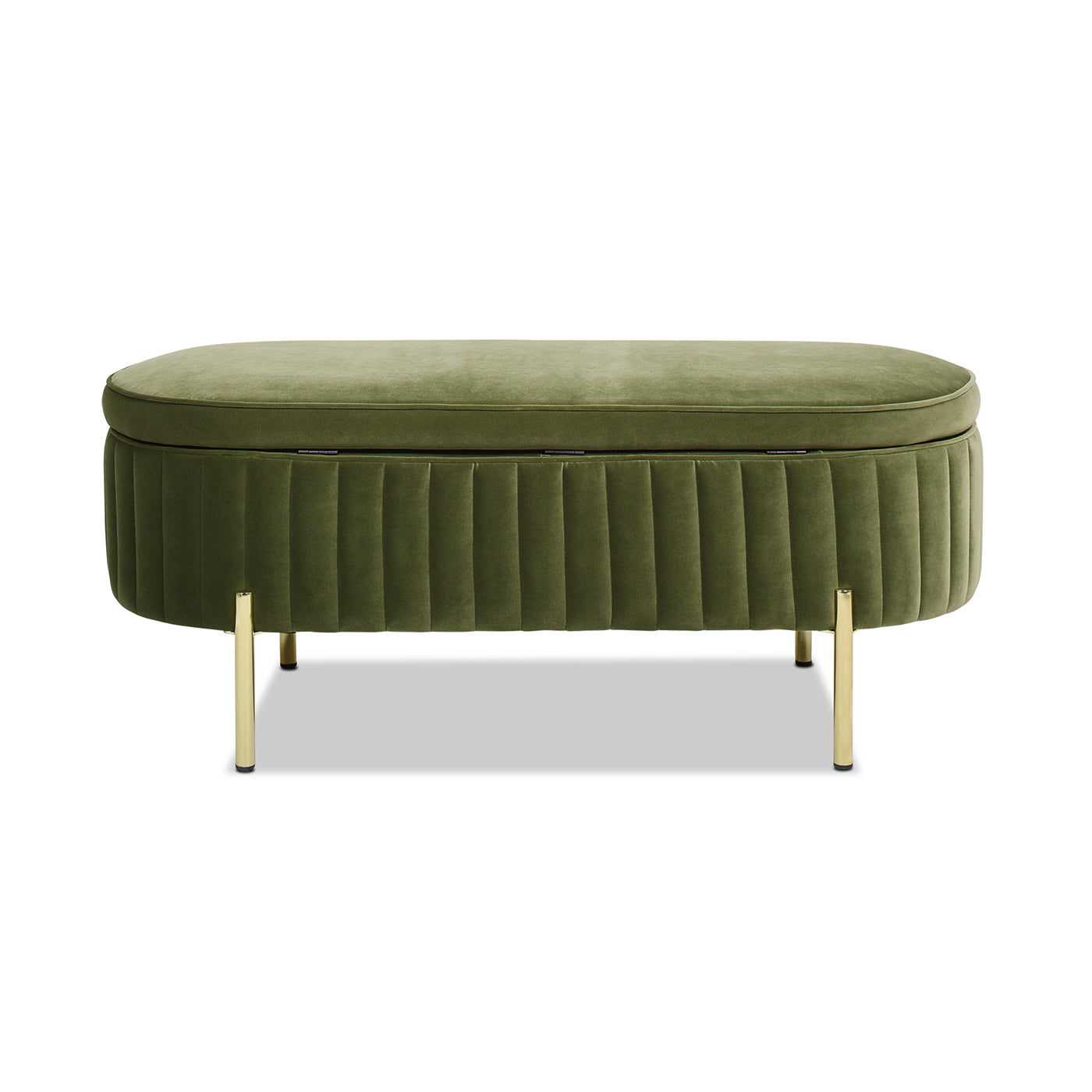 Chloe Modern Glam Storage Bench, Olive Green Performance Velvet Olive Green Foam Velvet