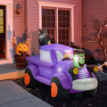 Outsunny 5Ft Witch Driving Halloween Inflatable Truck, Blow Up Outdoor Led Yard Display, Waterproof Multicolor Polyester