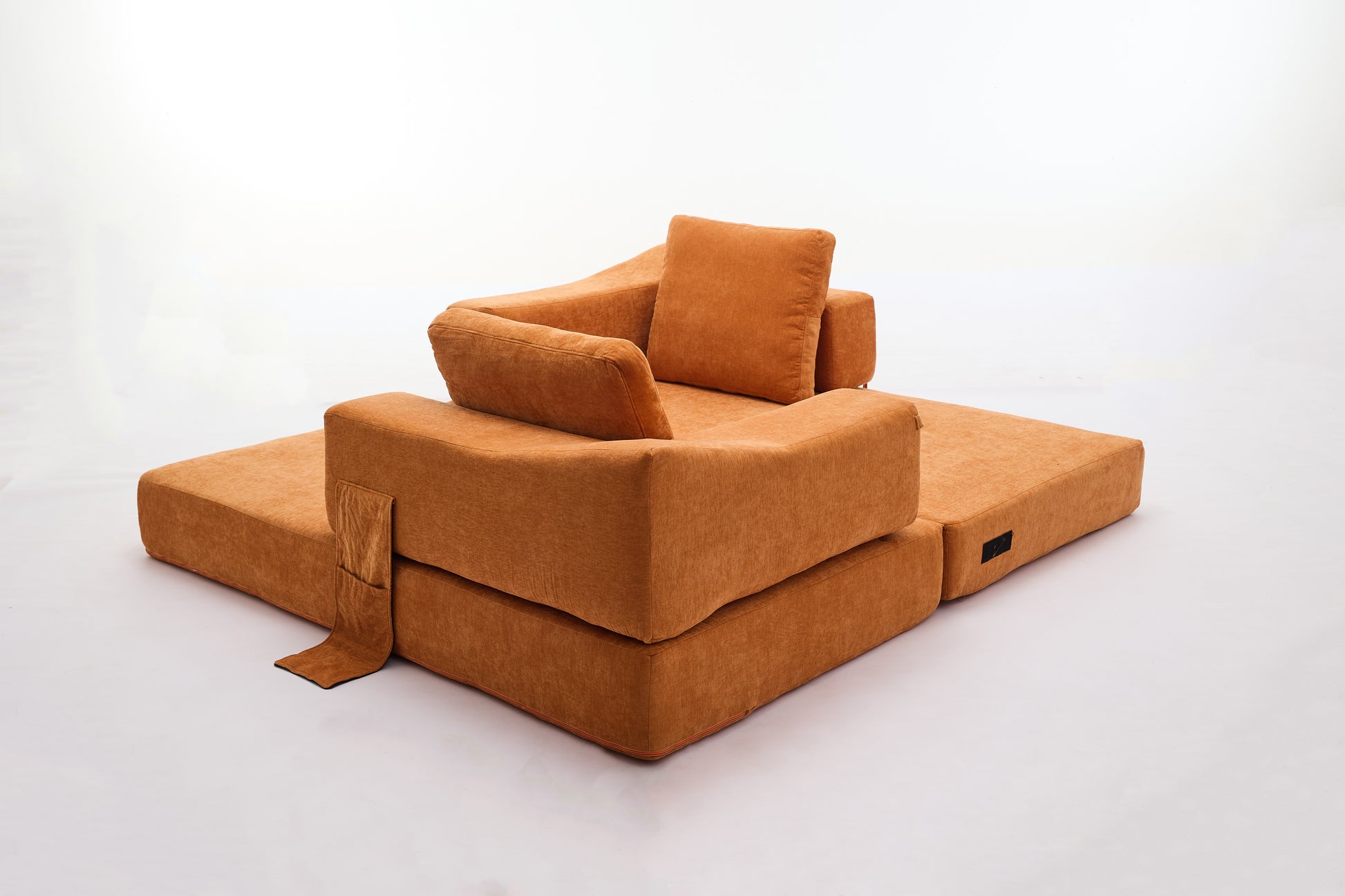 Modern Minimalist Sofa, Fold Out Sofa Bed, Convertible Chair Floor Couch & Sleeping Mattress For Living Room, Bedroom, Apartment, Removable Backrest, Orange Orange Chenille Soft Vintage Chenille 2 Seat