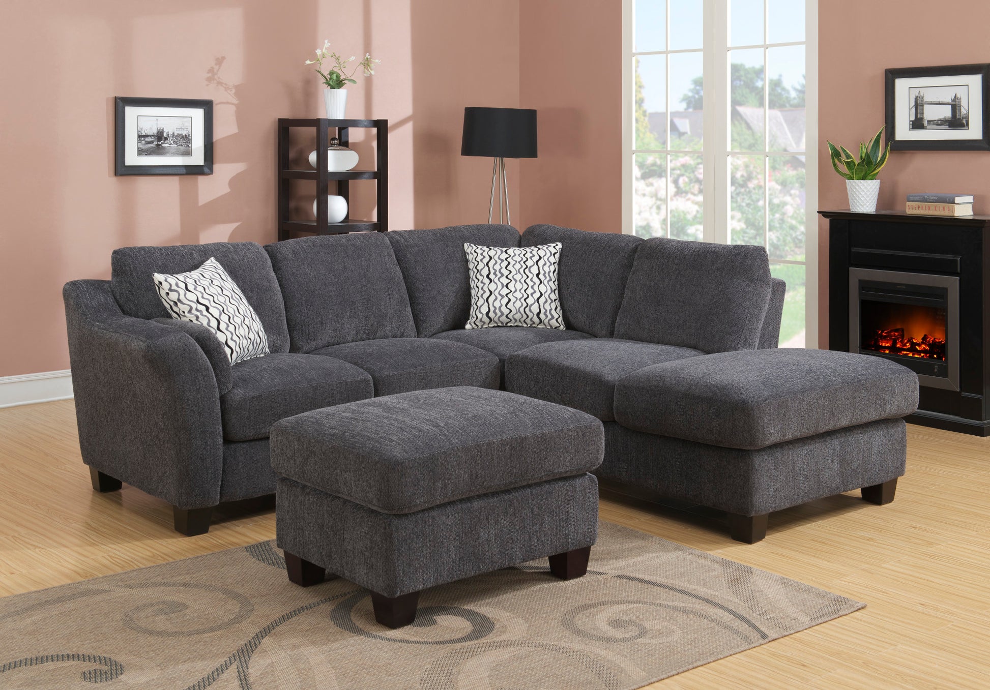 Siena Gray Ottoman Gray Foam Engineered Wood