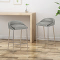 Counter Stool2Pcs Set Grey Fabric