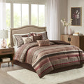 7 Piece Comforter Set Red King King Red Polyester