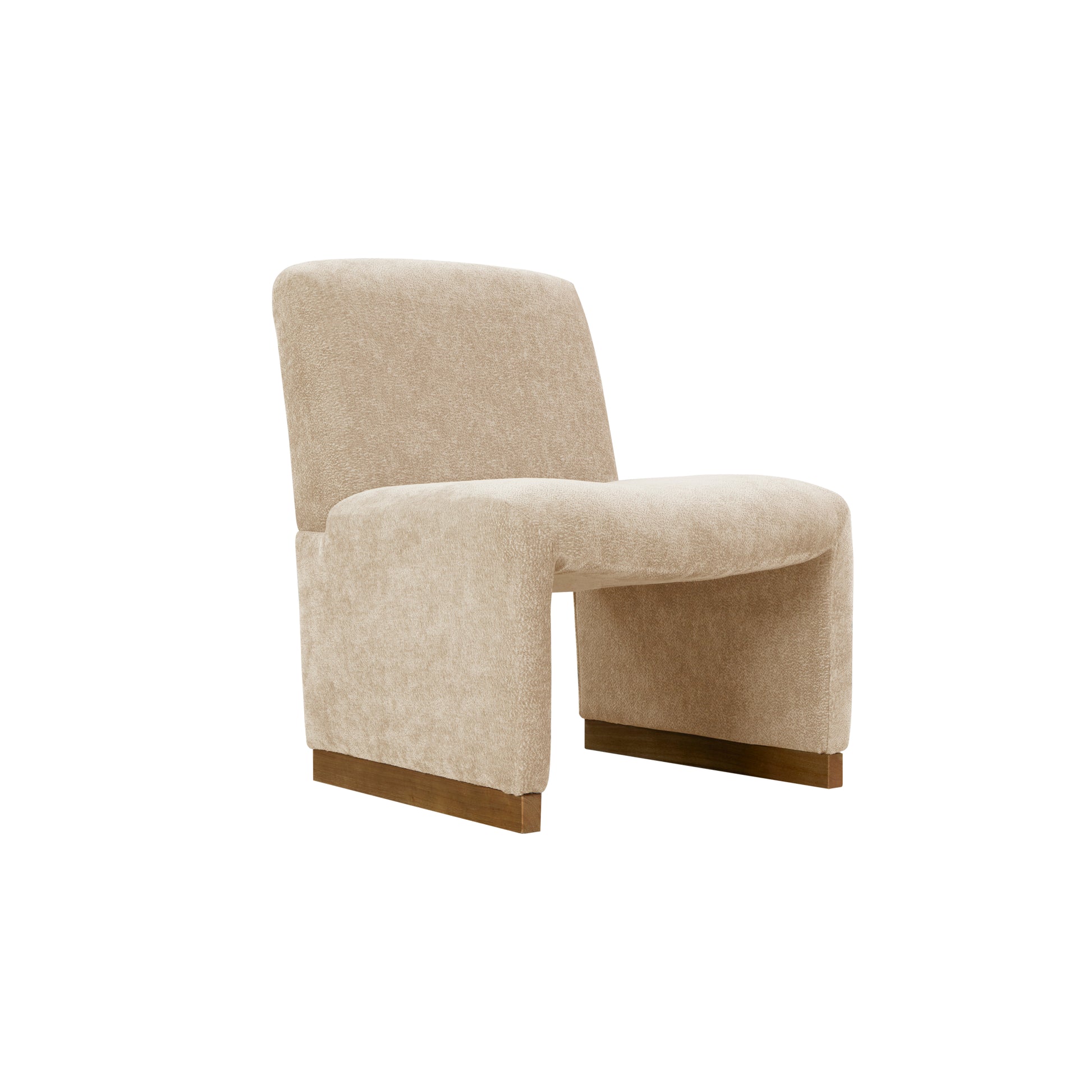 Comfy Accent Chair, Upholstered Slipper Chair, Armless Chair With Wood Legs And Soft Fabric For Living Room, Bedroom,Beige Beige Foam Wood Fabric