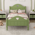 Girl'S Beautiful Princess Bed Macaron Twin Size Toddler Bed With Side Safety Rails And Headboard And Footboard, Oliver Green Olive Green Solid Wood Mdf