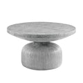 Weathered Grey Coffee Table With Round Top And Pedestal Base Grey Primary Living Space Round Cement Pedestal