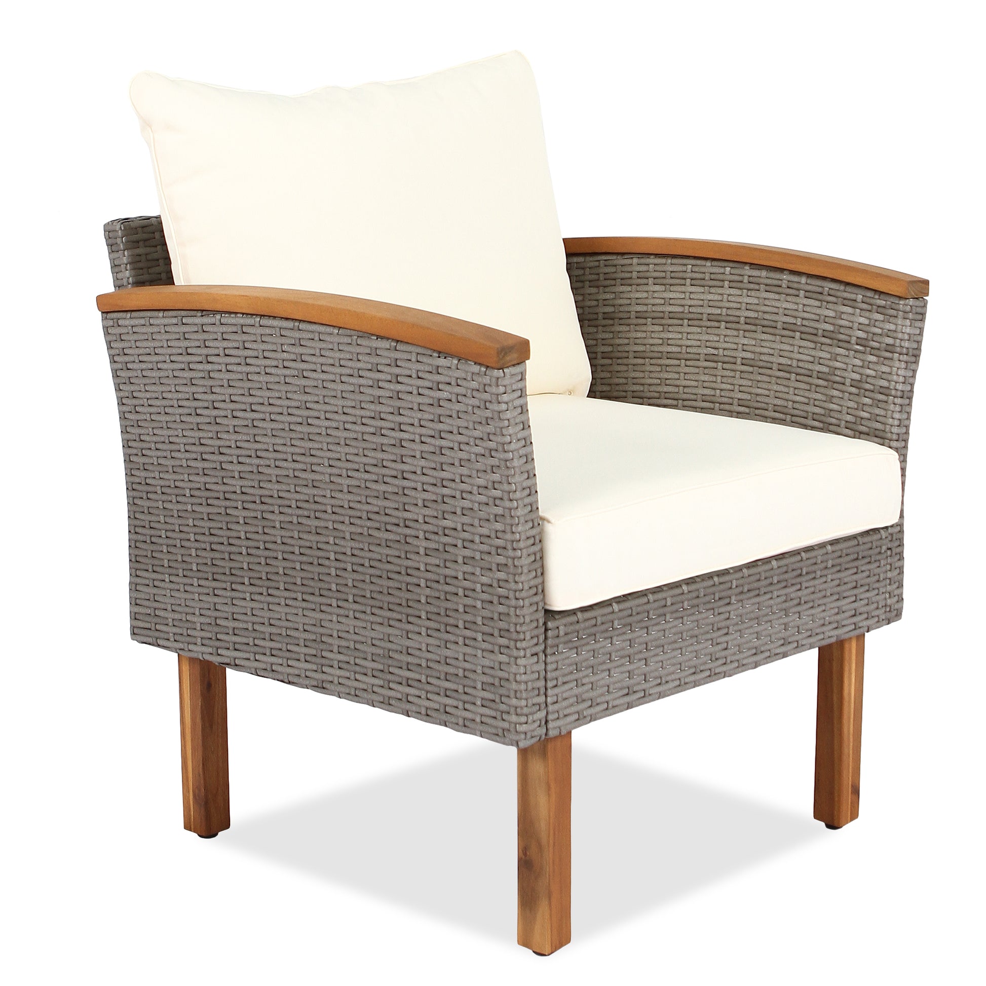 9 Piece Patio Rattan Furniture Set, Outdoor Conversation Set With Acacia Wood Legs And Tabletop, Pe Rattan Sectional Sofa Set With Coffee Table, Washable Cushion, Beige Yes Beige Garden & Outdoor Complete Patio Sets Foam Wicker